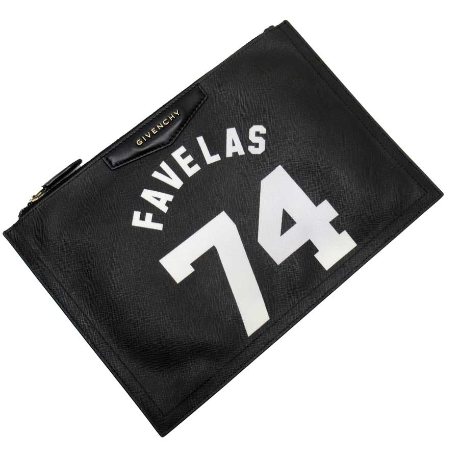Auth GIVENCHY FAVELAS 74 Pouch Black 