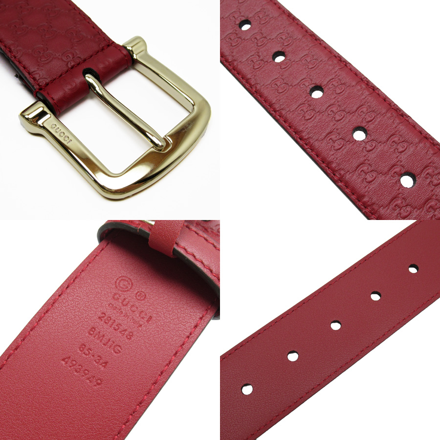 Auth GUCCI Micro Guccissima Belt Red Leather/Goldtone 281548 - h23556a | eBay