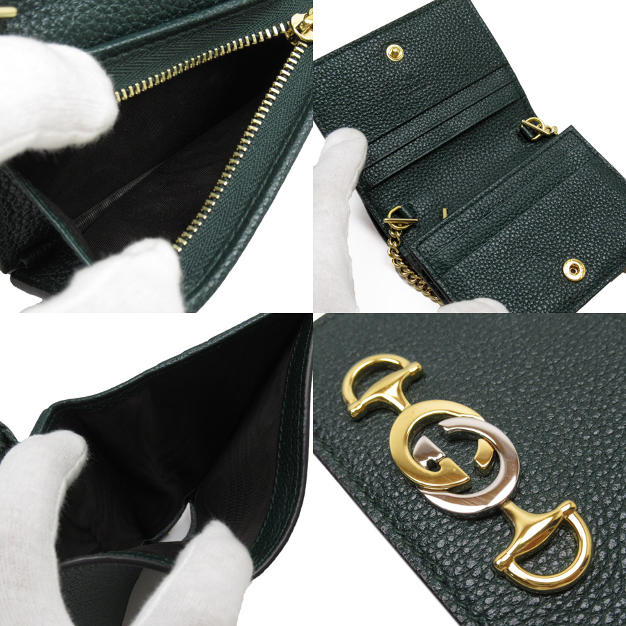 gucci zumi leather card case on chain