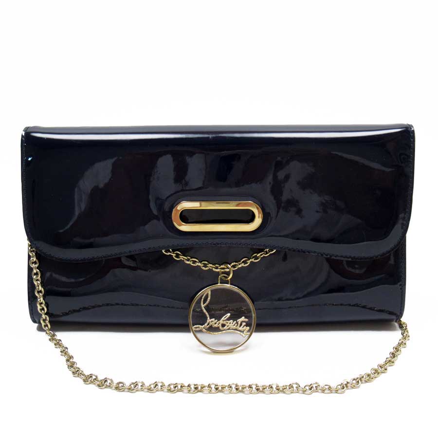 navy patent clutch bag