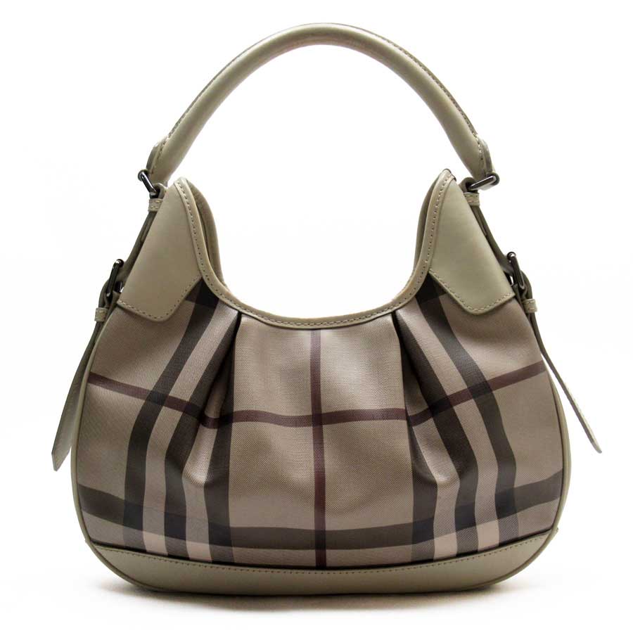 Auth BURBERRY Check Hobo Shoulder Bag Beige PVC/Leather - h24804a | eBay