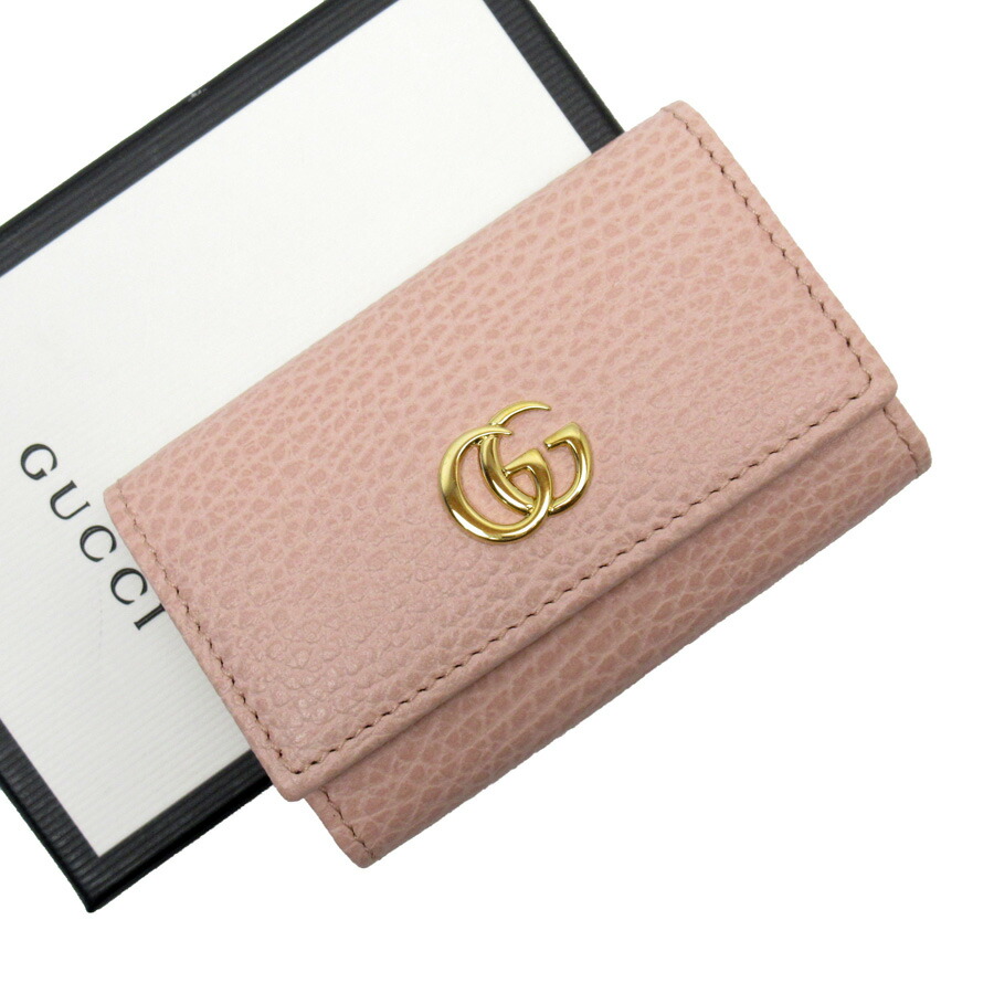 Auth GUCCI PETITE MARMONT 6-Rings Key Case Pink Leather *R.N