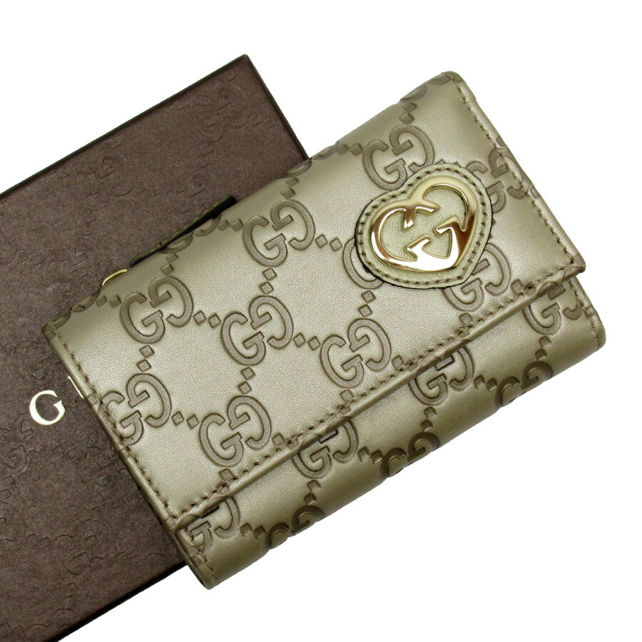 Auth GUCCI Guccissima Lovely Heart 6-Rings Key Case Trifold Wallet -  h26769f | eBay