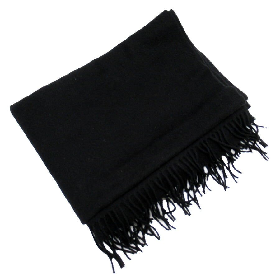 Auth HERMES Logo Scarf Stole Black 60 