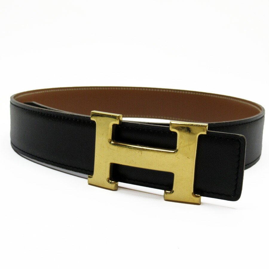 Hermès Gold and Noir Mini Constance Guillochée Reversible Belt Kit 24m