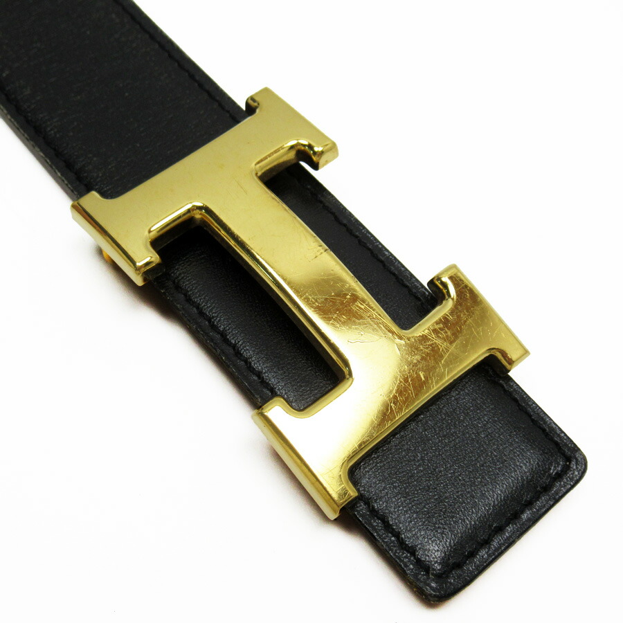 Hermès Gold and Noir Mini Constance Guillochée Reversible Belt Kit 24m