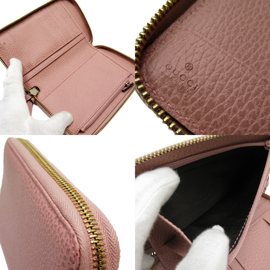 Auth GUCCI Swing Zip Around Wallet Pink Leather 354497 - h28051a 