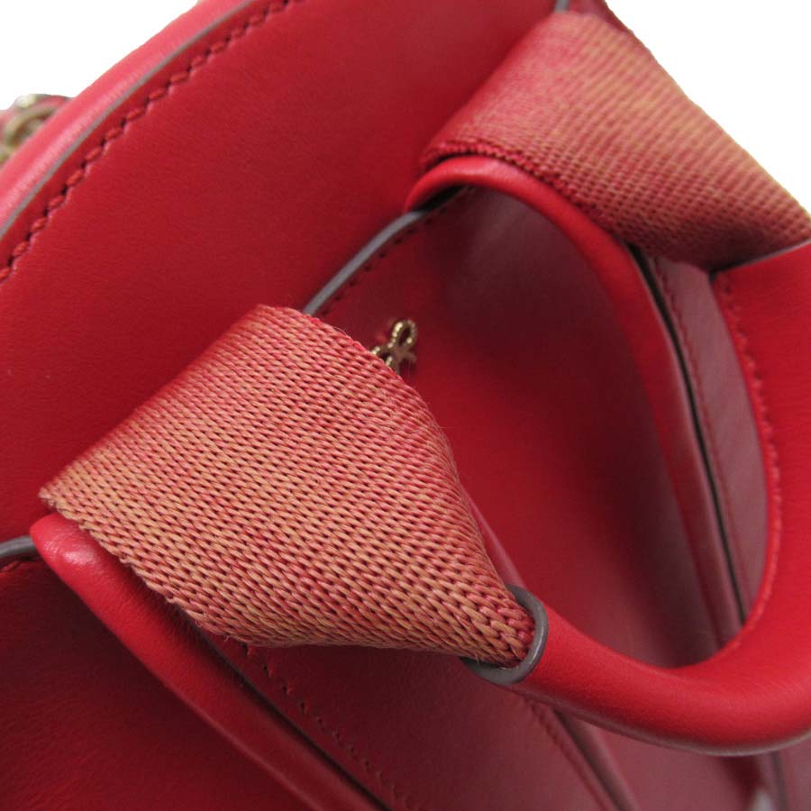 Auth Anya Hindmarch Smiley Wink Backpack Red Leather - h28174f