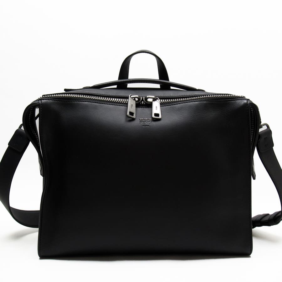 Auth BRIEF Shoulder Bag Black Leather/Silvertone - h28699g | eBay