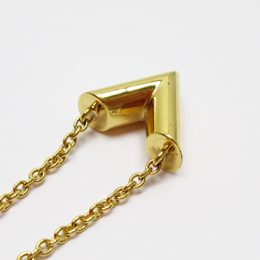 Auth Louis Vuitton Essential V Pendant Necklace Gold Metal M61083 - h28718f