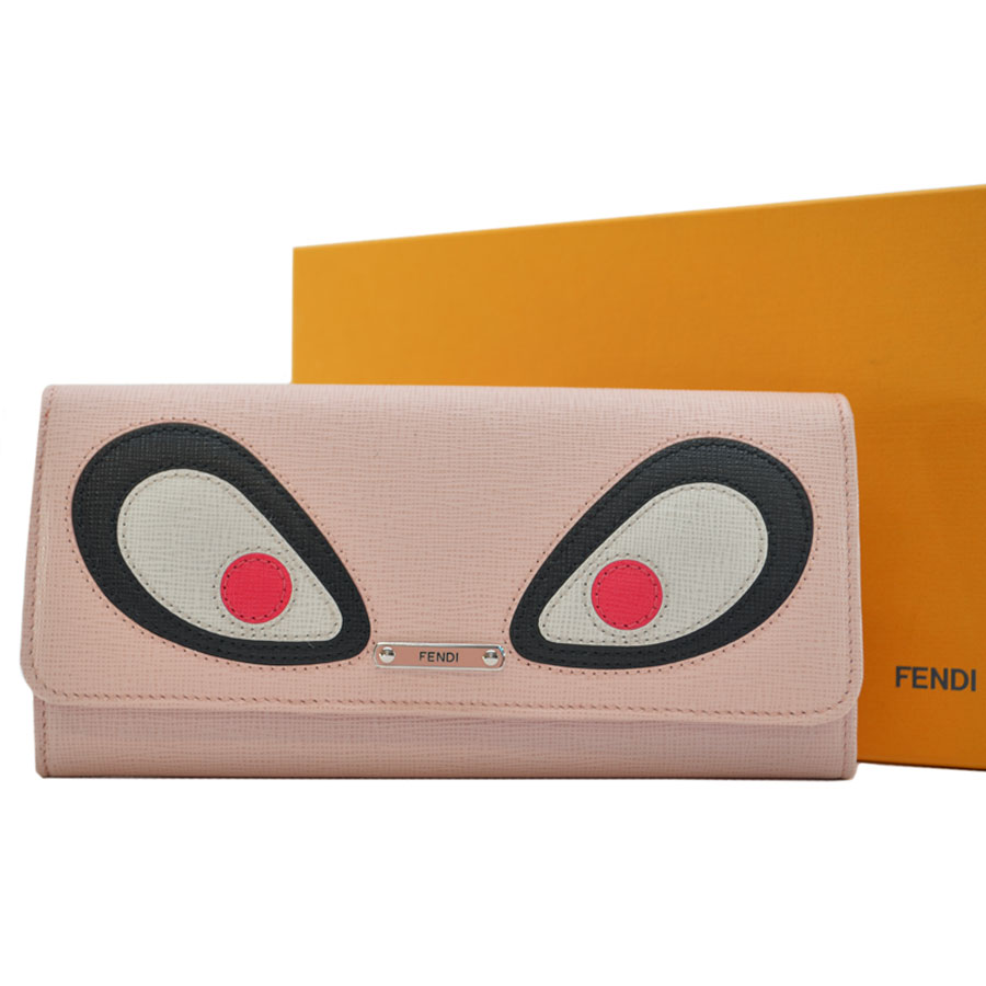 Details About Auth FENDI Bugs Monster Continental Long Wallet  Pink/Black/Red/White - R6561