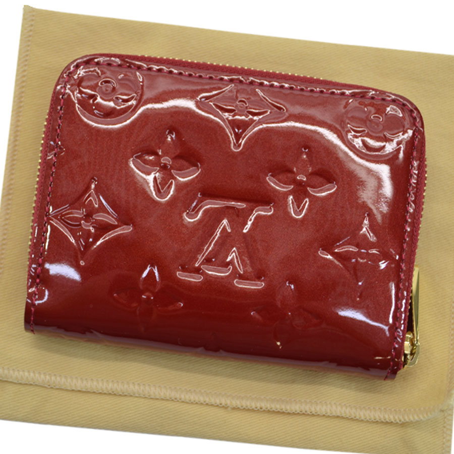 Auth Louis Vuitton Monogram Vernis Zippy Coin Purse Red Patent Leather ...