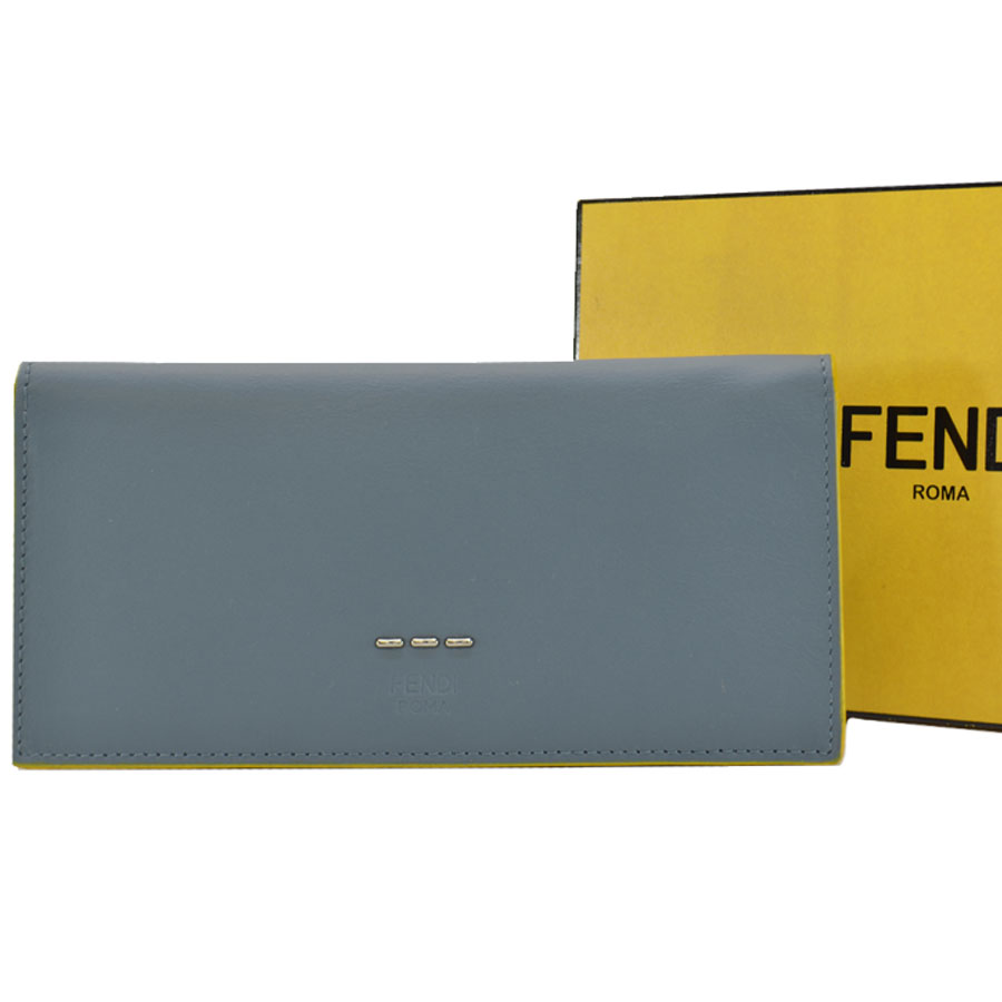 Auth FENDI Bifold Bill Wallet Long Wallet Gray/Yellow Leather - r7291 | eBay