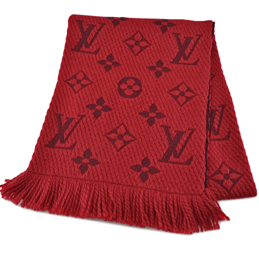 Louis Vuitton Monogram Echarpe Logomania Scarf Muffler Red Wool / Silk - r7368 | eBay