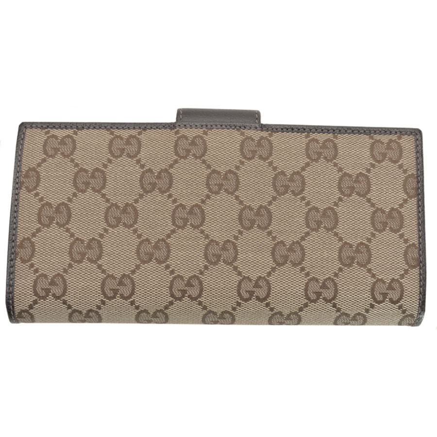 Auth GUCCI GG Canvas Bifold Long Wallet Beige/Brown Canvas/Leather ...
