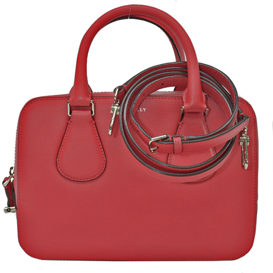 Auth BALLY BOND SM 2Way Handbag Shoulder Bag Red Leather - r8630f