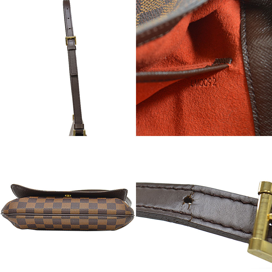 Auth Louis Vuitton Damier Ebene Musette Tango Shoulder Bag Brown 