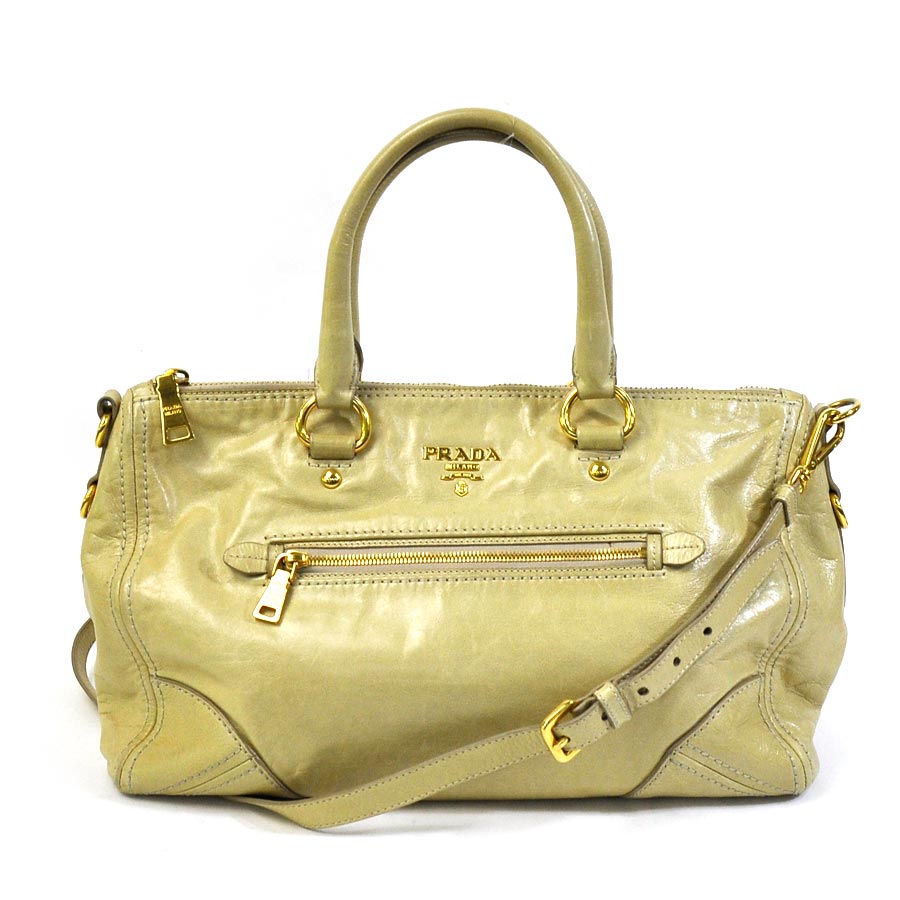 Gorgeous Unique Prada Handbag Gold Thread Silver Handle Green Yellow Beige  Color