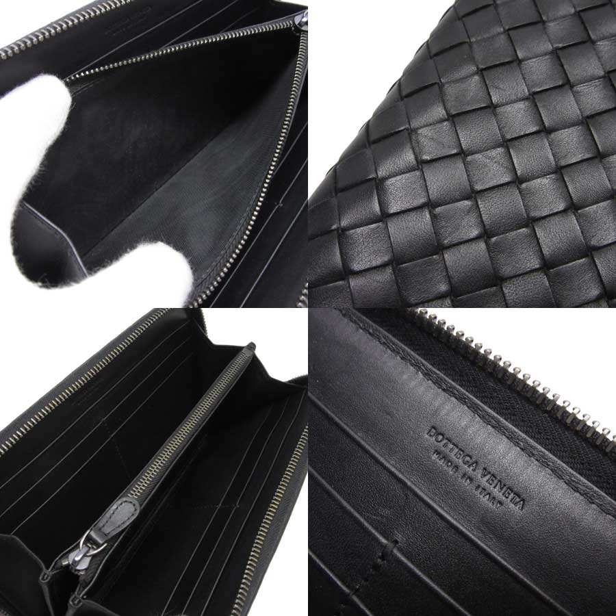 Auth BOTTEGA VENETA Intrecciato Zip Around Long Wallet Black Leather -  x2484 | eBay