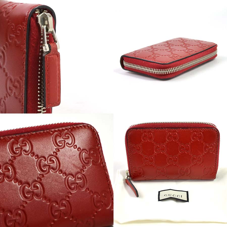 Auth GUCCI Guccissima Coin Purse Card Holder Red Leather/Silvertone - y13972 | eBay
