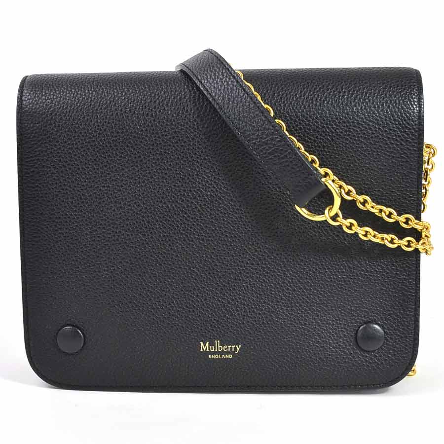 Auth MULBERRY Crossbody Shoulder Bag Black Leather/Goldtone - y14531a ...