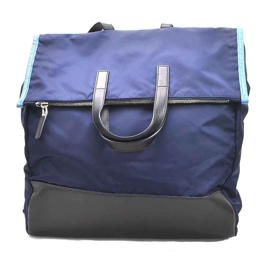 PRADA Triangle Logo Plate TESSUTO+SOFT CA Backpack Tote Bag y15647a |